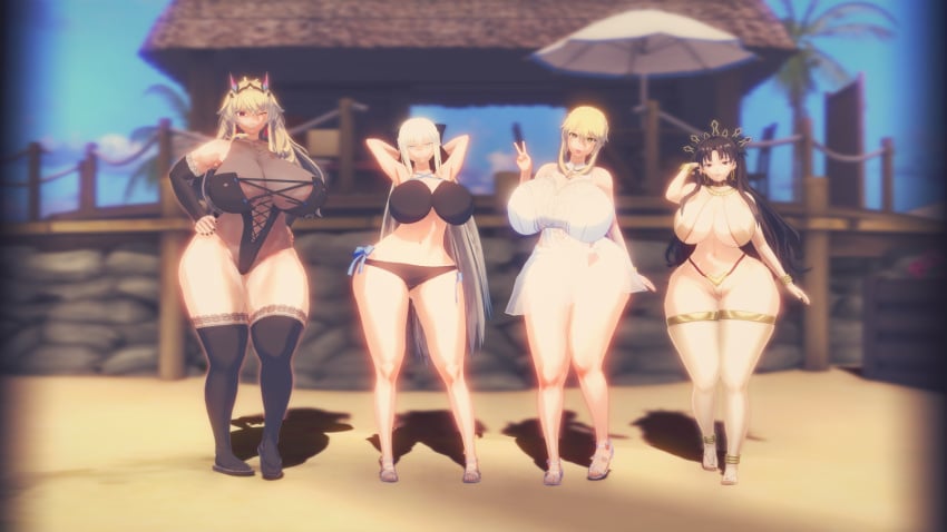 3d 4girls artoria_pendragon_(lancer) ass barghest_(gawain)_(fate) big_ass big_thighs breasts curvy eastboundaura88 fate/grand_order fate_(series) female female_only gigantic_ass gigantic_breasts huge_ass huge_breasts huge_thighs ishtar_(fate) koikatsu large_ass large_breasts massive_ass massive_breasts morgan_le_fay_(fate) thick_thighs thighs voluptuous