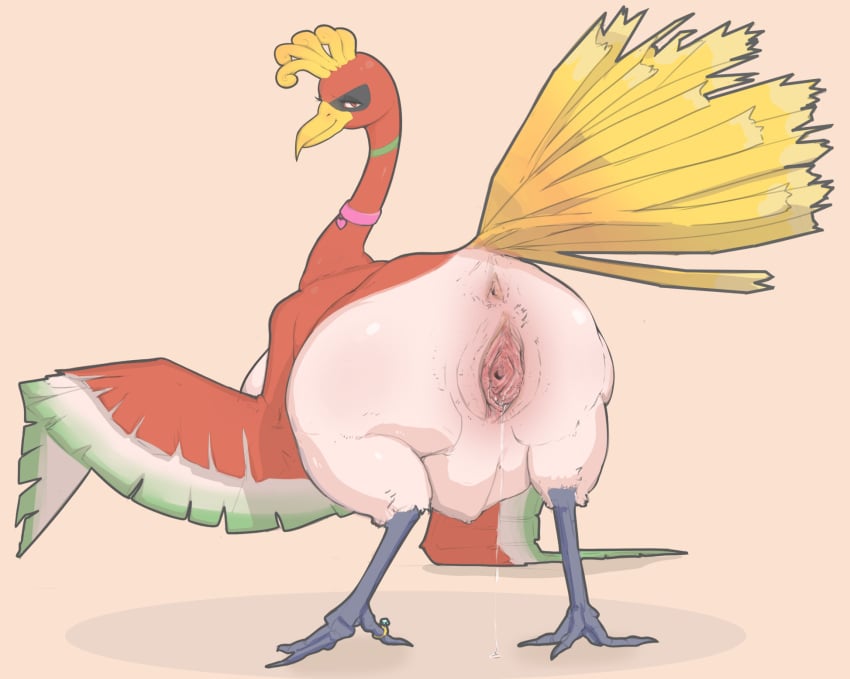 4_toes anisodactyl anus ass avian avian_feet bedroom_eyes blush bodily_fluids body_blush breasts busty_feral chaoticwager choker claws collar digit_ring dripping feathers feet feral generation_2_pokemon genital_fluids genitals green_body green_feathers half-closed_eyes heart hi_res ho-oh jewelry legendary_pokemon long_neck looking_back narrowed_eyes necklace nintendo pink_anus pink_pussy pokemon pokemon_(species) presenting presenting_hindquarters pussy pussy_blush pussy_juice pussy_juice_drip pussy_juice_string red_body red_eyes red_feathers ring seductive simple_background smile smirk tail_feathers tan_background toes wedding_ring yellow_body yellow_feathers