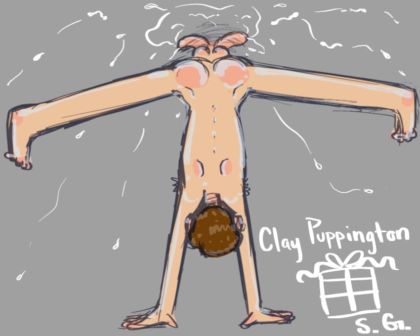 clay_puppington cum handstand male_only moral_orel penis shaking_penis tagme