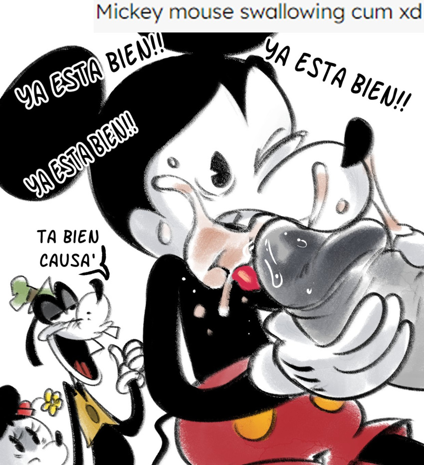 big_penis cuckquean cum cum_in_mouth cum_on_face disney drinking_cum drool gay goofy male male/male male_focus male_on_male mawile123 mickey_mouse mickey_mouse_shorts minnie_mouse mouse murid murine pac-man_eyes penis questionable_consent spanish_text swallowing swallowing_cum thumbs_up toony