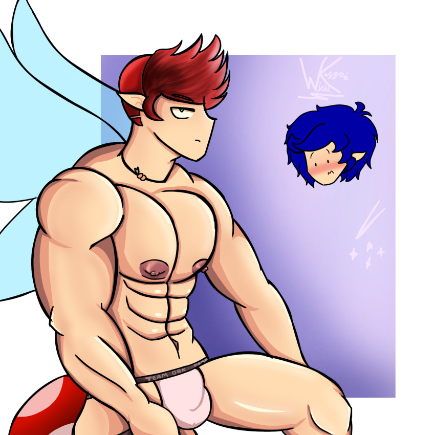 fairy fairy_wings jockstrap muscular_male oc wichi-kz yaoi