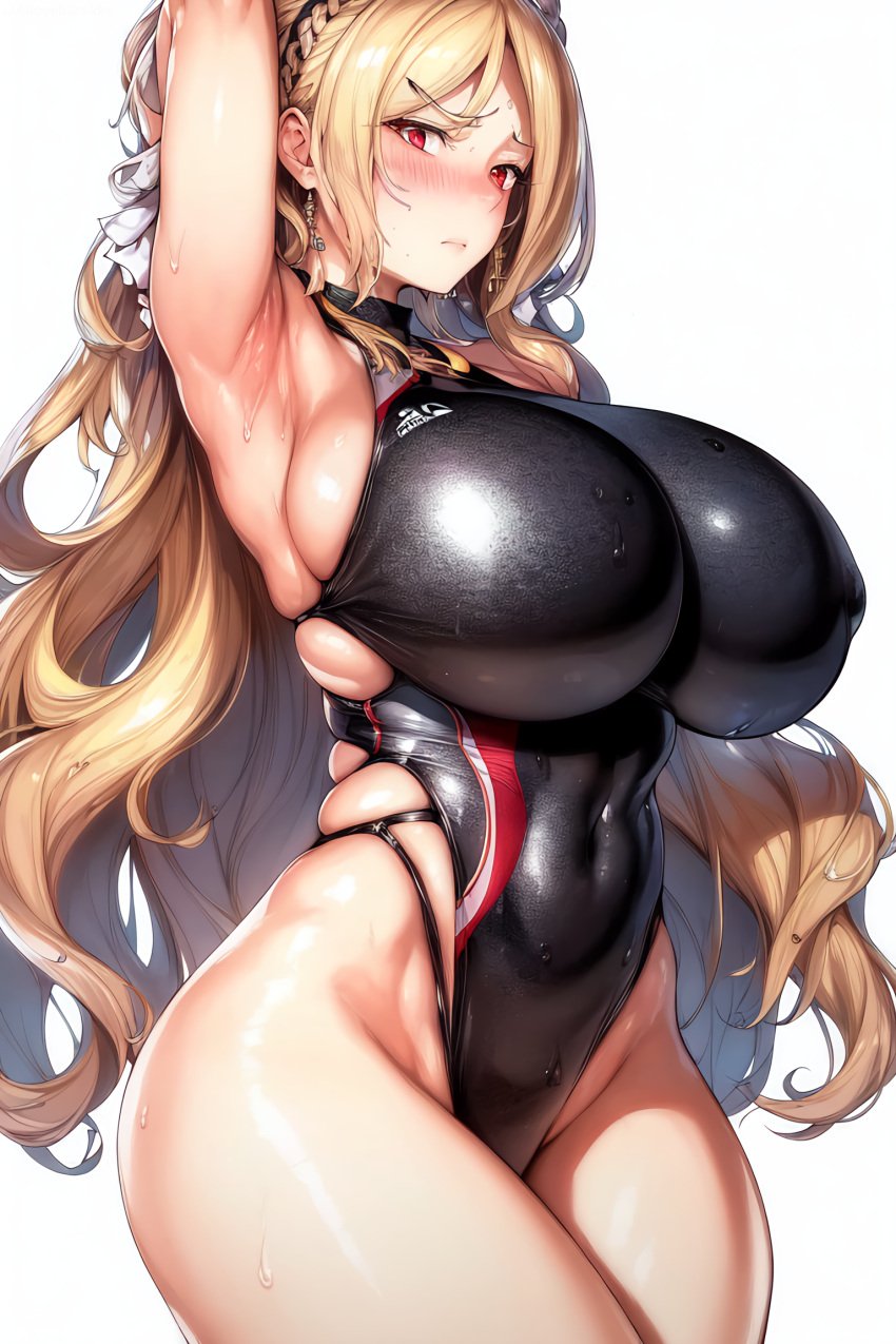 1girls ai_generated ai_love_higokko breasts competition_swimsuit female hi_res highleg_swimsuit hips holaraai huge_breasts oc one-piece_swimsuit original original_character solo swimsuit thick_thighs thighs white_background wide_hips