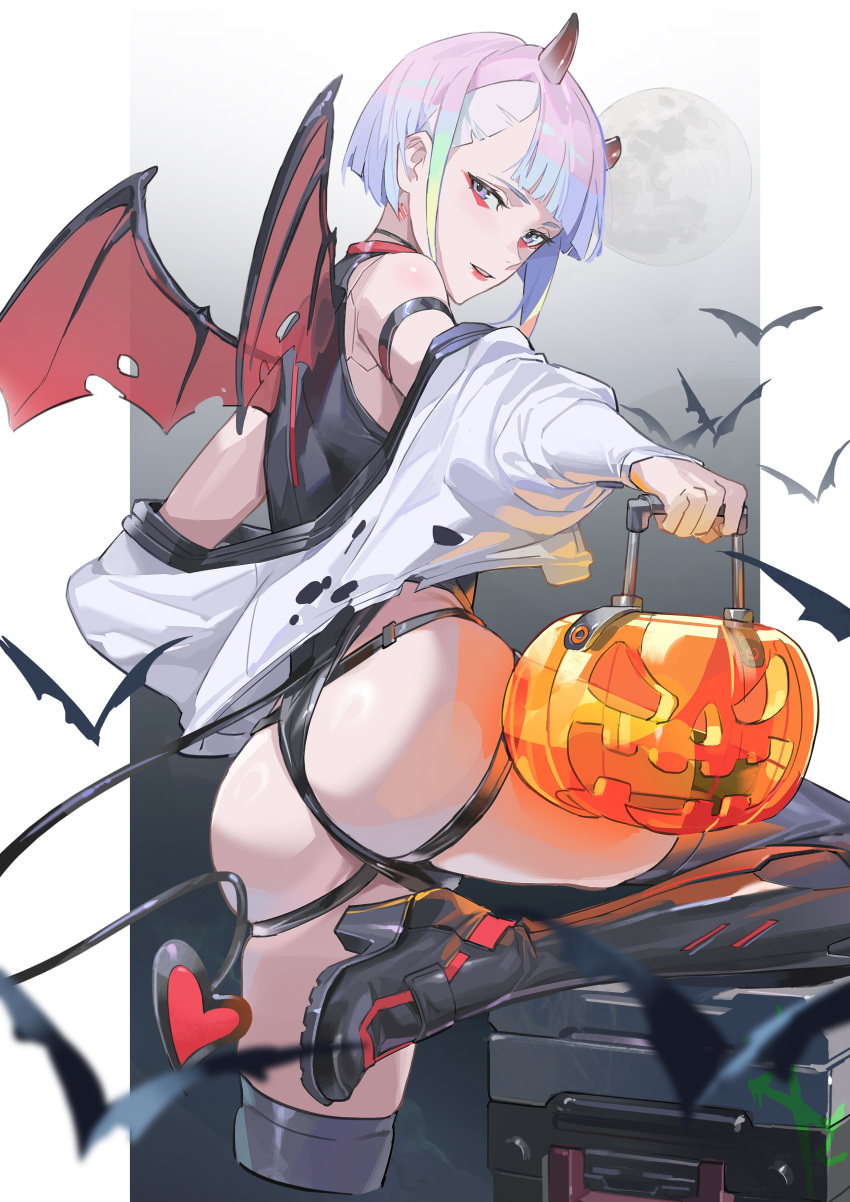 1girls ass ass_focus big_ass bubble_butt cd_projekt_red cyberpunk:_edgerunners female female_only halloween light-skinned_female looking_at_viewer lucyna_kushinada mumei_(artist) studio_trigger trick_or_treat