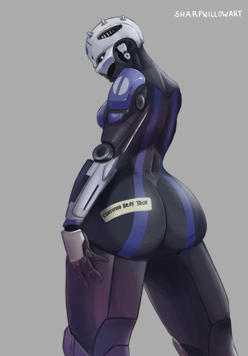 1girls 2d_(artwork) ass ass_focus body_writing bungie destiny_(game) destiny_2 elsie_bray exo exo_stranger female female_only large_ass looking_at_viewer looking_back looking_back_at_viewer presenting presenting_hindquarters robot robot_girl robot_humanoid sharpwillow sticker tagme