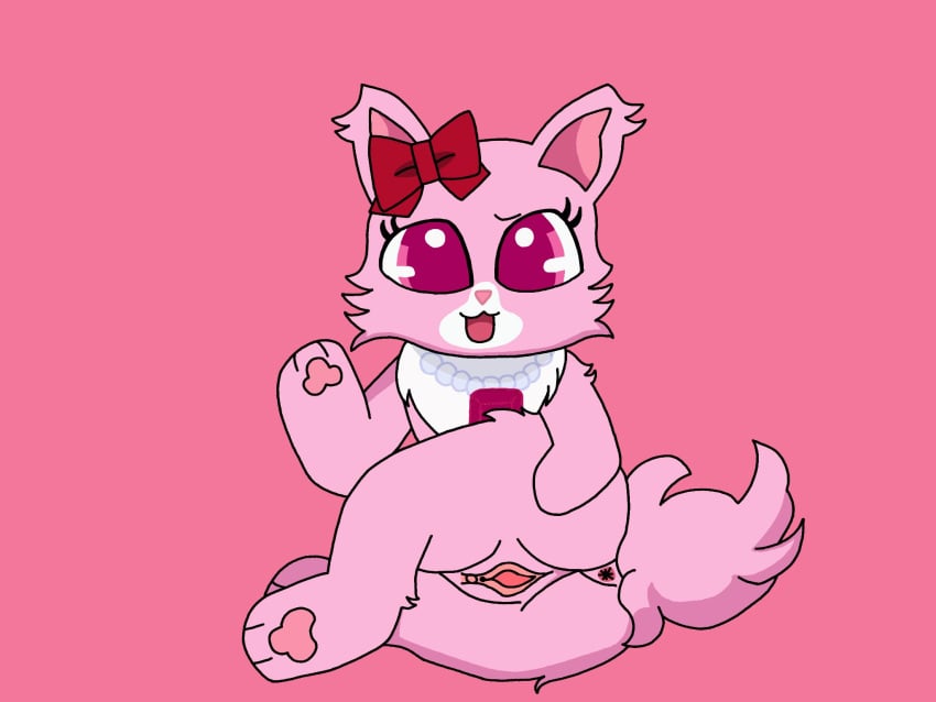 anthro anus artist_request feline garnet_(jewelpet) jewelpet jewelpet_(species) necklace persian_cat pink_eyes pink_fur pink_nose presenting presenting_hindquarters pussy red_bow sanrio semi-anthro spread_pussy tagme tagme_(artist) tail