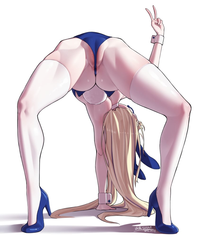 1girls animal_ears anus anus_peek arm_support ass blonde_hair blue_archive blue_leotard breasts cameltoe fake_animal_ears female flexible high_heels highleg highleg_leotard highres leotard long_hair manzai_sugar millennium_science_school_student official_alternate_costume partially_visible_vulva playboy_bunny rabbit_ears rabbit_tail solo spread_legs strapless strapless_leotard tail thighhighs thong thong_leotard thong_over_anus toki_(blue_archive) toki_(bunny)_(blue_archive) v very_long_hair wedgie white_thighhighs wrist_cuffs