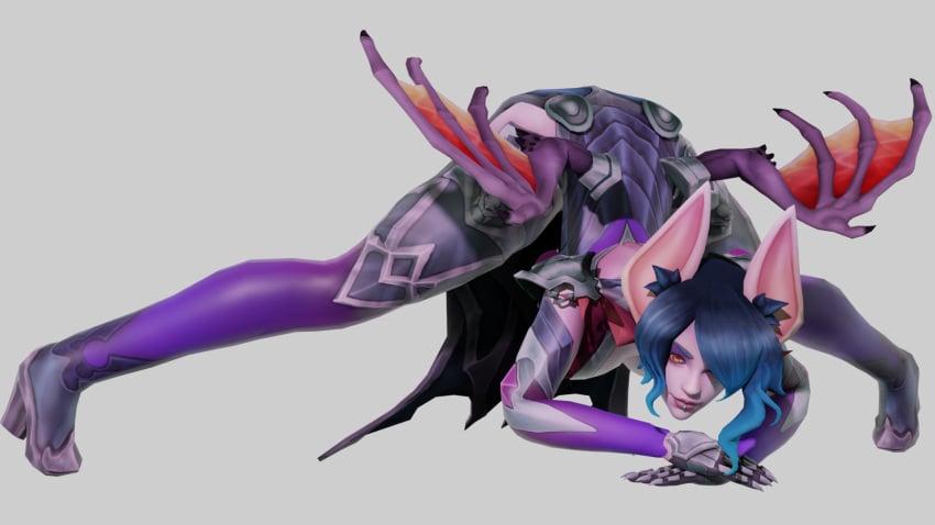 1girls 3d blue_hair female female_only jack-o_pose paladins pink_skin saati_(paladins) solo spread_legs waist_cape wings_of_darkness_saati yellow_eyes