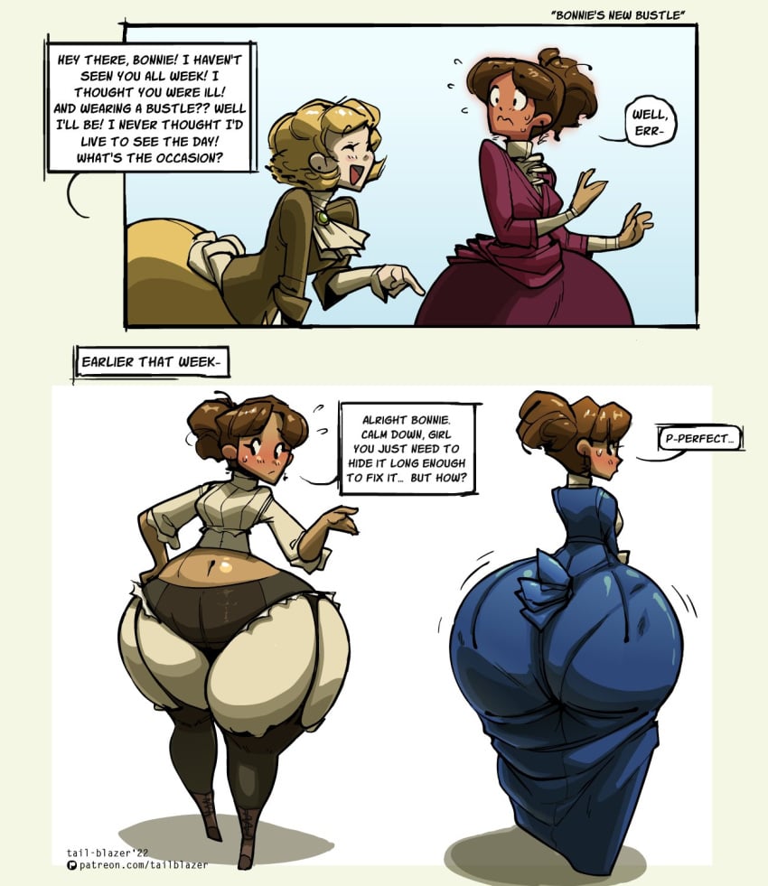 2022 ass ass_in_dress big_breasts big_butt black_eyes blonde_hair bonnie_(tail-blazer) bottom_heavy brown_hair character_request female female_only hyper_ass original original_character original_characters pornography tail-blazer thick_thighs thighs wide_hips