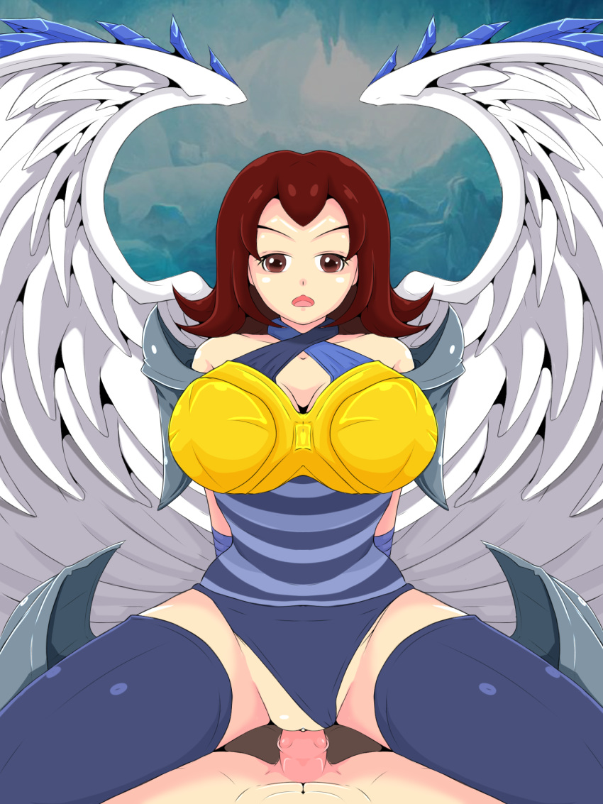 angel armor big_breasts cave clothed feathered_wings leggings osrs panties red_eyes red_hair riding riding_penis runescape thatguy1990 vaginal_penetration vaginal_penetration video_games zilyana