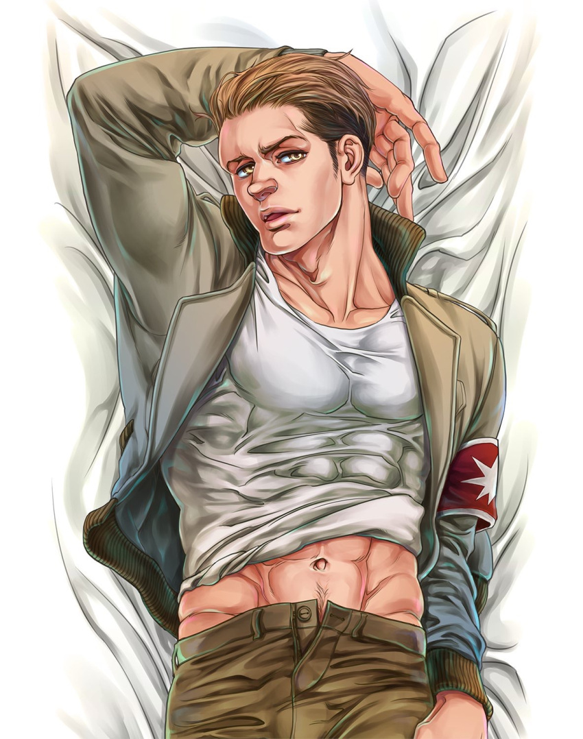 1boy attack_on_titan male male_only marcel_galliard marley_military_uniform porco_galliard shirtless_(male)