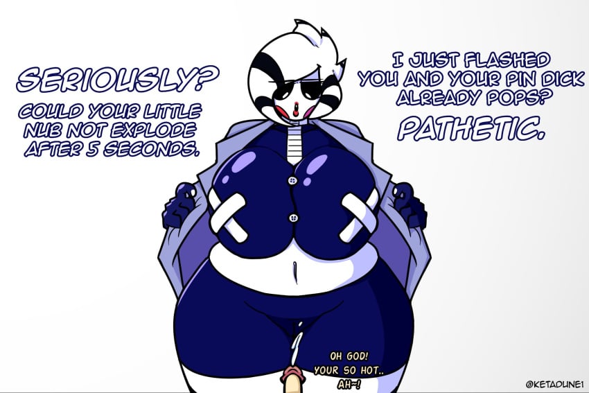 annoyed big_breasts blush busty buttons cally3d caption clazzey cryptiacurves cum disappointed fazclaire's_nightclub female female_focus five_nights_at_freddy's five_nights_at_freddy's_2 flashing flashing_breasts fnaf fredina's_nightclub huge_breasts ketadune lipstick marie_(cally3d) marie_(cryptia) marionette_(fnaf) partial_male puppet_(cally3d) puppet_(fnaf) scottgames small_penis small_penis_humiliation sph stripes text thick thick_ass thick_thighs trenchcoat