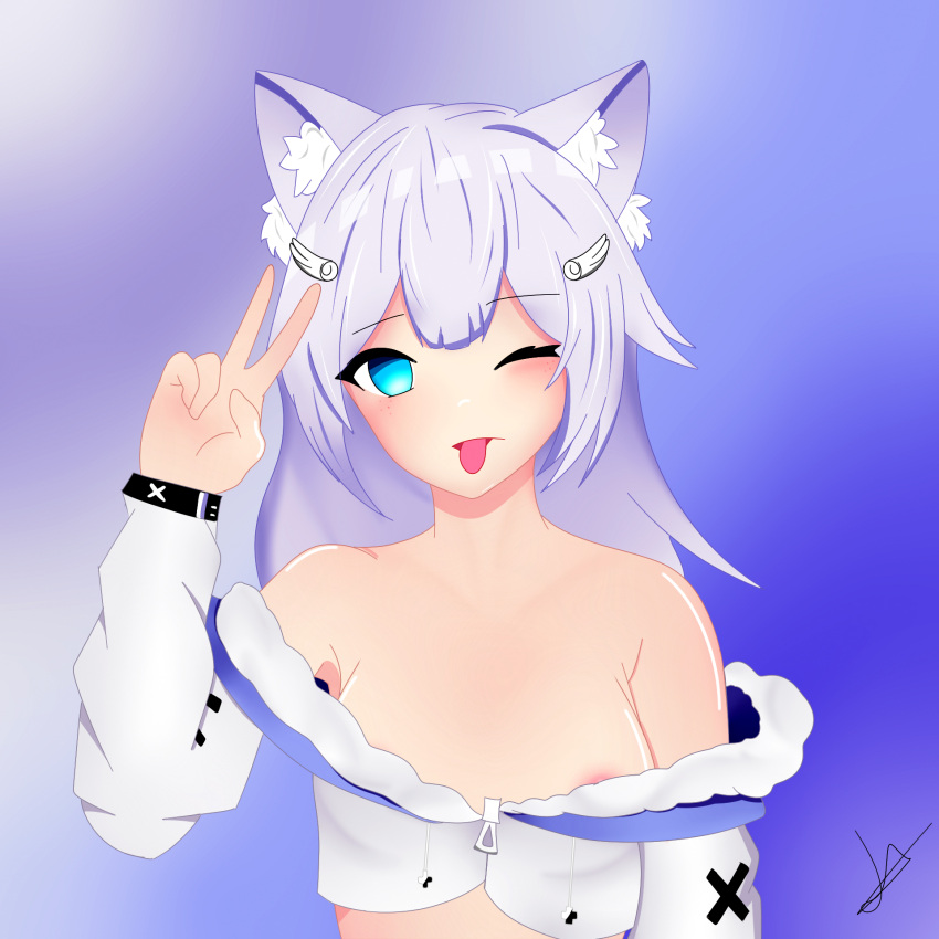 1girls cat_ears catgirl cute nephtunie streamer twitch virtual_youtuber vtuber youtube_hispanic