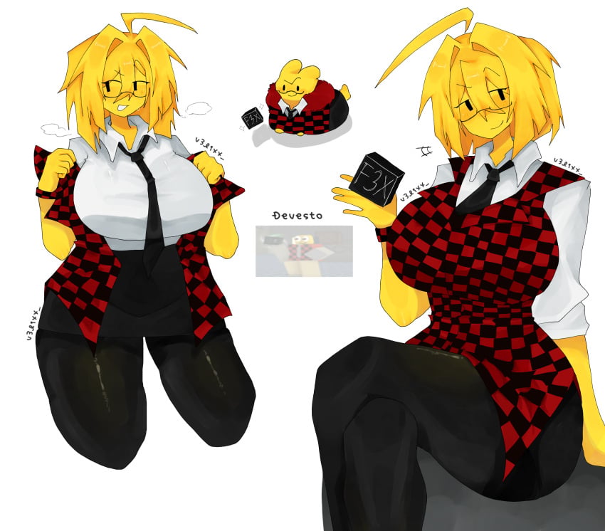 1female 1girl 1girls 2d 2d_(artwork) 2d_artwork artist_name big_boobies big_boobs big_thighs breasts breath clothed devesto die_of_death_(roblox) female female_focus female_only genderbend not_porn reference_image roblox roblox_game robloxian rule_63 sfw shiny_clothes sitting solo_female solo_focus source_request standing thick_thighs thighs v3lixx_