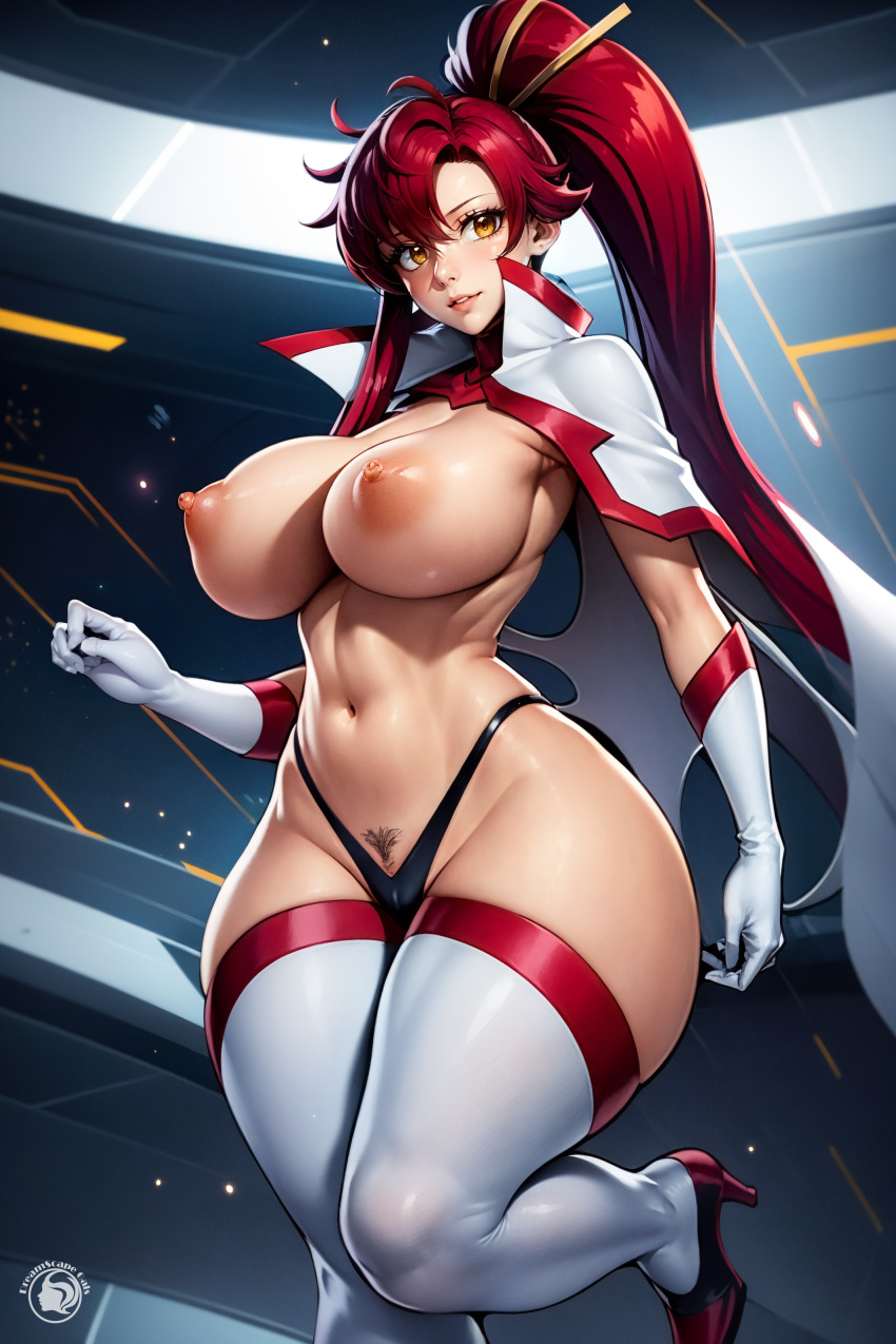 ai_generated boots breasts high_heels large_breasts long_hair looking_at_viewer nai_diffusion nipples panties ponytail pubic_hair red_hair space_yoko stable_diffusion tengen_toppa_gurren_lagann thigh_boots yellow_eyes yoko_littner