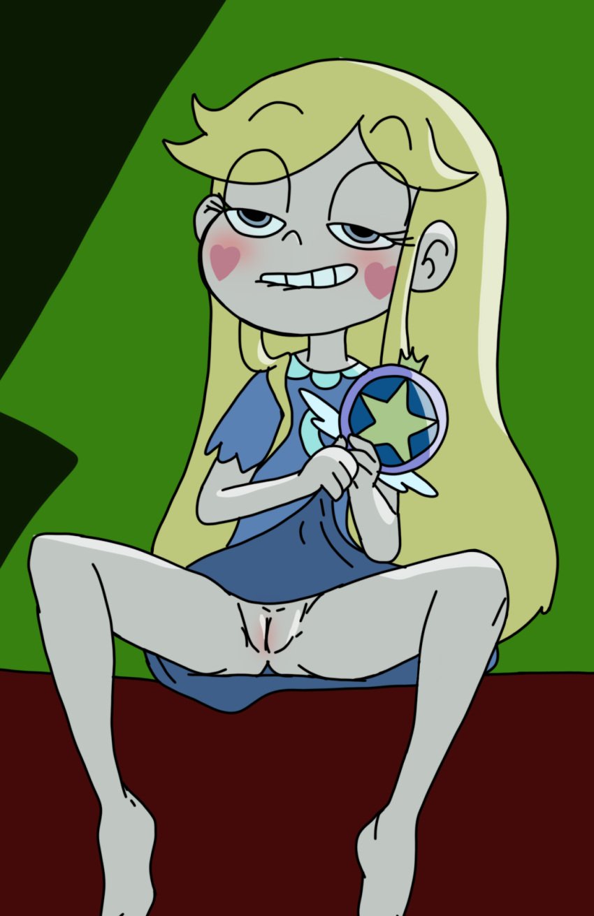 biting_lip blonde_hair dress dress_lift eyebrows_visible_through_hair flashing flashing_pussy legs_apart pussy royal_magic_wand seductive seductive_look sitting smile solo solo_female spread_legs star_butterfly star_vs_the_forces_of_evil sunnie