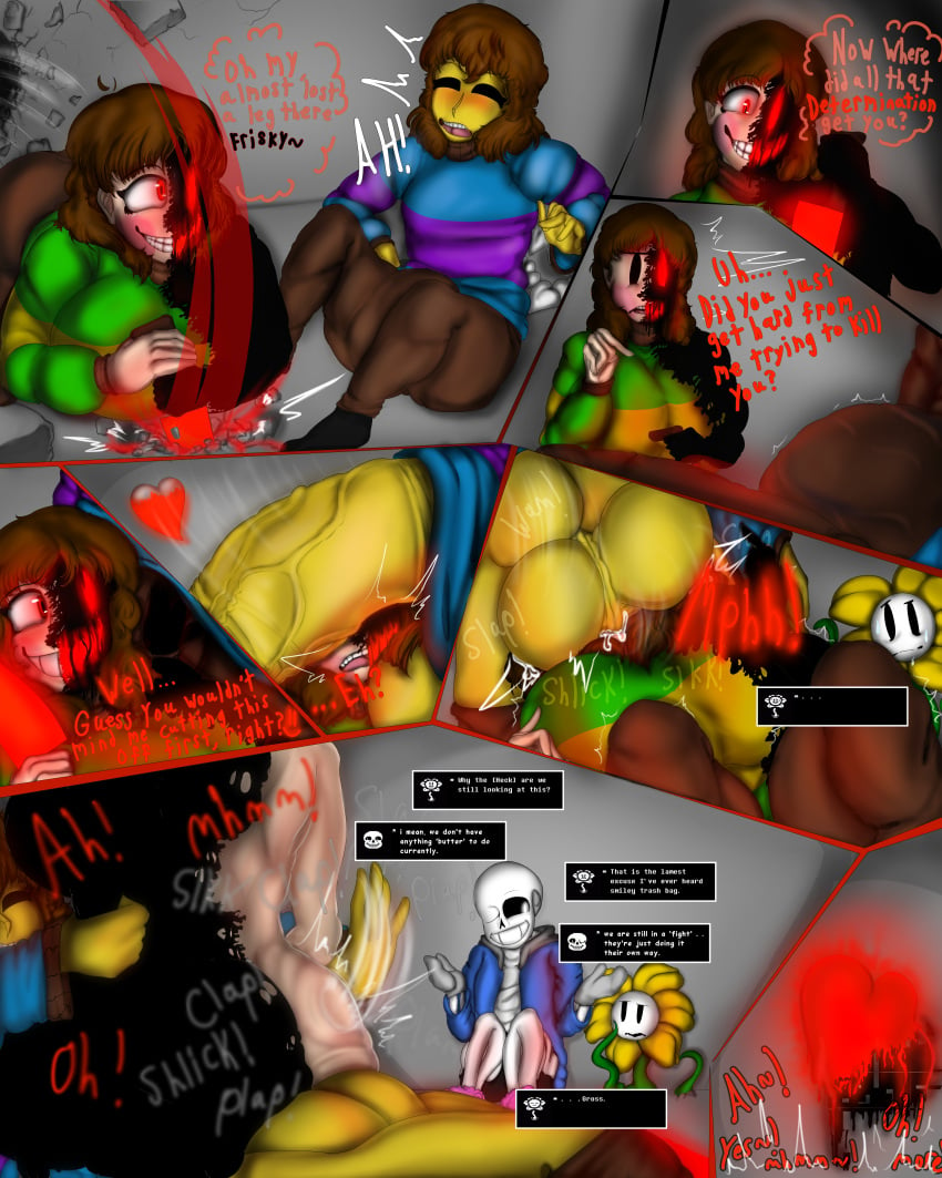 1girls 3boys big_ass big_breasts big_penis black_body blowjob chara charisk dialog dialogue english_text female_chara_(undertale) flowey_the_flower forced_oral frisk gigantic_penis gigantic_testicles glitchtale glowing glowing_eyes huge_ass huge_breasts huge_cock huge_penis huge_testicles humiliation hyper_balls hyper_penis hyper_testicles karmatic karmatic_(artist) massive_penis massive_testicles oral penis rape red_eyes sans spanking testicles text text_box undertale undertale_(series) undertale_au undertale_fanfiction yellow_body yellow_skin