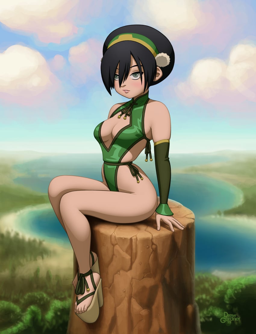 1girls avatar_the_last_airbender bangs big_ass blind blush boob_window breasts clevage drew_gardner drewgardner feet female female_focus female_only flat_chest flat_chested high_heels highleg highleg_leotard leotard lingerie lipstick medium_breasts older platform_heels skimpy skimpy_clothes slim_waist small_breasts solo solo_female solo_focus tagme toes toph_bei_fong