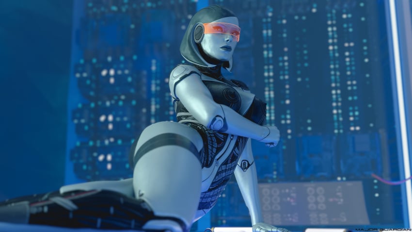 3d android breasts edi female major_guardian mass_effect orange-tinted_eyewear red-tinted_eyewear robot_girl solo tinted_eyewear visor