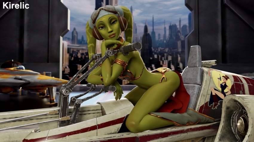 1girls 3d alien alien_girl bikini bikini_bottom bikini_top blender breasts cloth clothed clothing cosplay detailed_background female female_focus female_only green_body green_skin hera_syndulla kirelic lekku lekku_(anatomy) looking_at_viewer looking_to_the_side lucasfilm on_bike outdoors outside pose posing princess_leia_organa_(cosplay) sideboob sitting small_breasts solo solo_focus speeder_bike star_wars star_wars_rebels twi'lek watermark