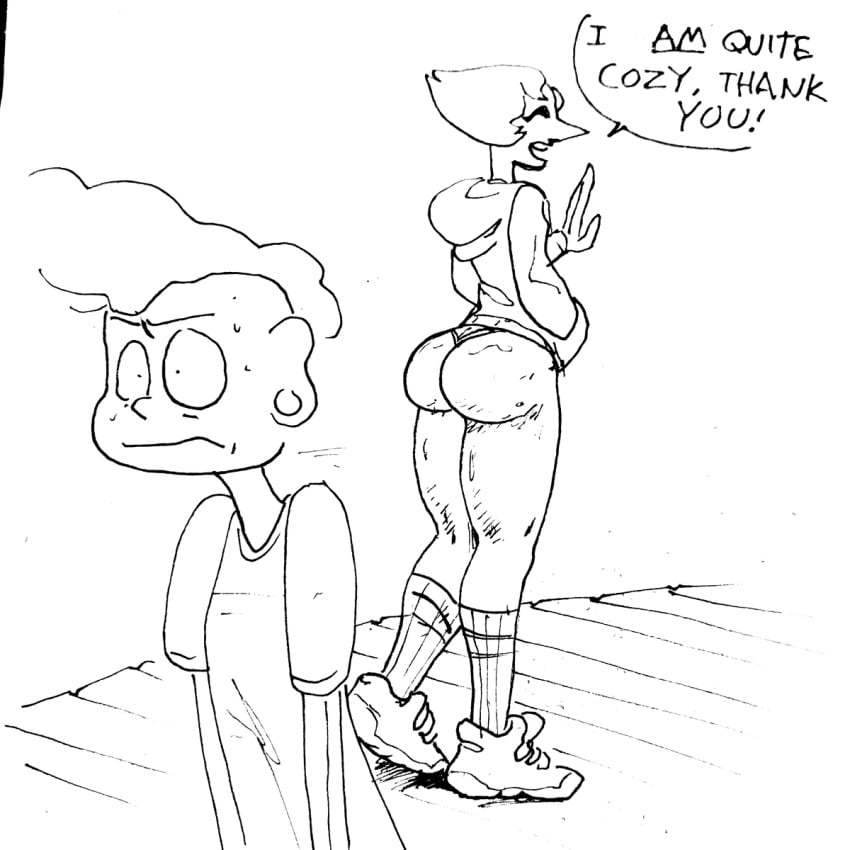 1boy 1girls bubble_butt huge_ass lars_barriga oblivious pearl_(steven_universe) public putricia steven_universe