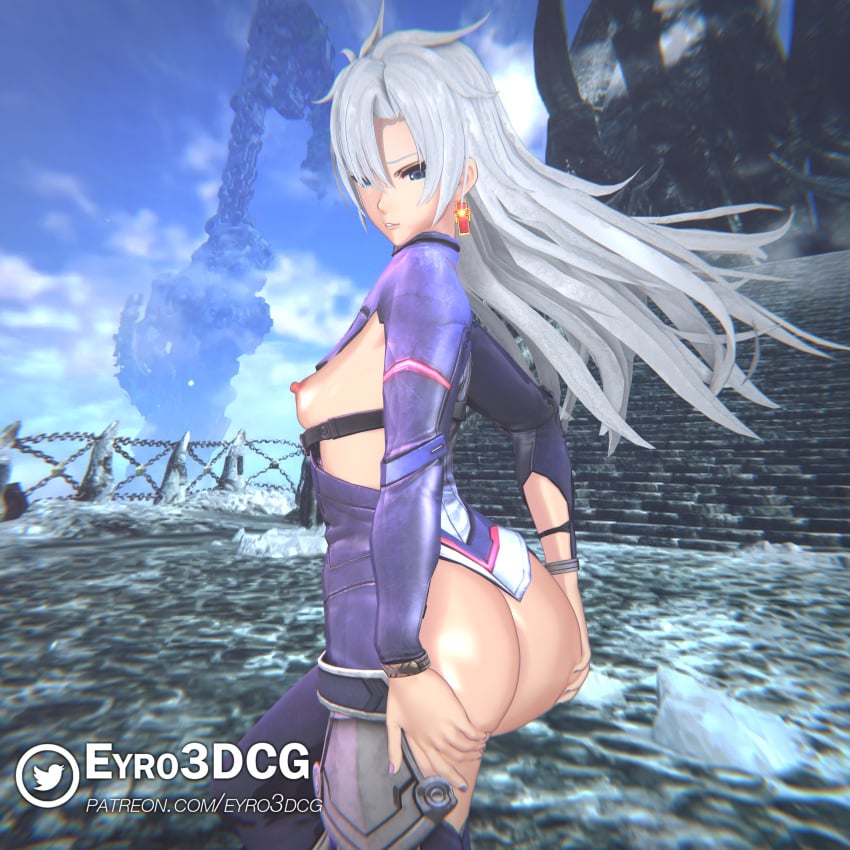 1girls 3d a_(xenoblade) big_ass blue_eyes core_crystal dark_skin eyro3dcg female female_only grey_hair long_hair small_breasts squeezing_butt xenoblade_(series) xenoblade_chronicles_3 xenoblade_chronicles_3:_future_redeemed