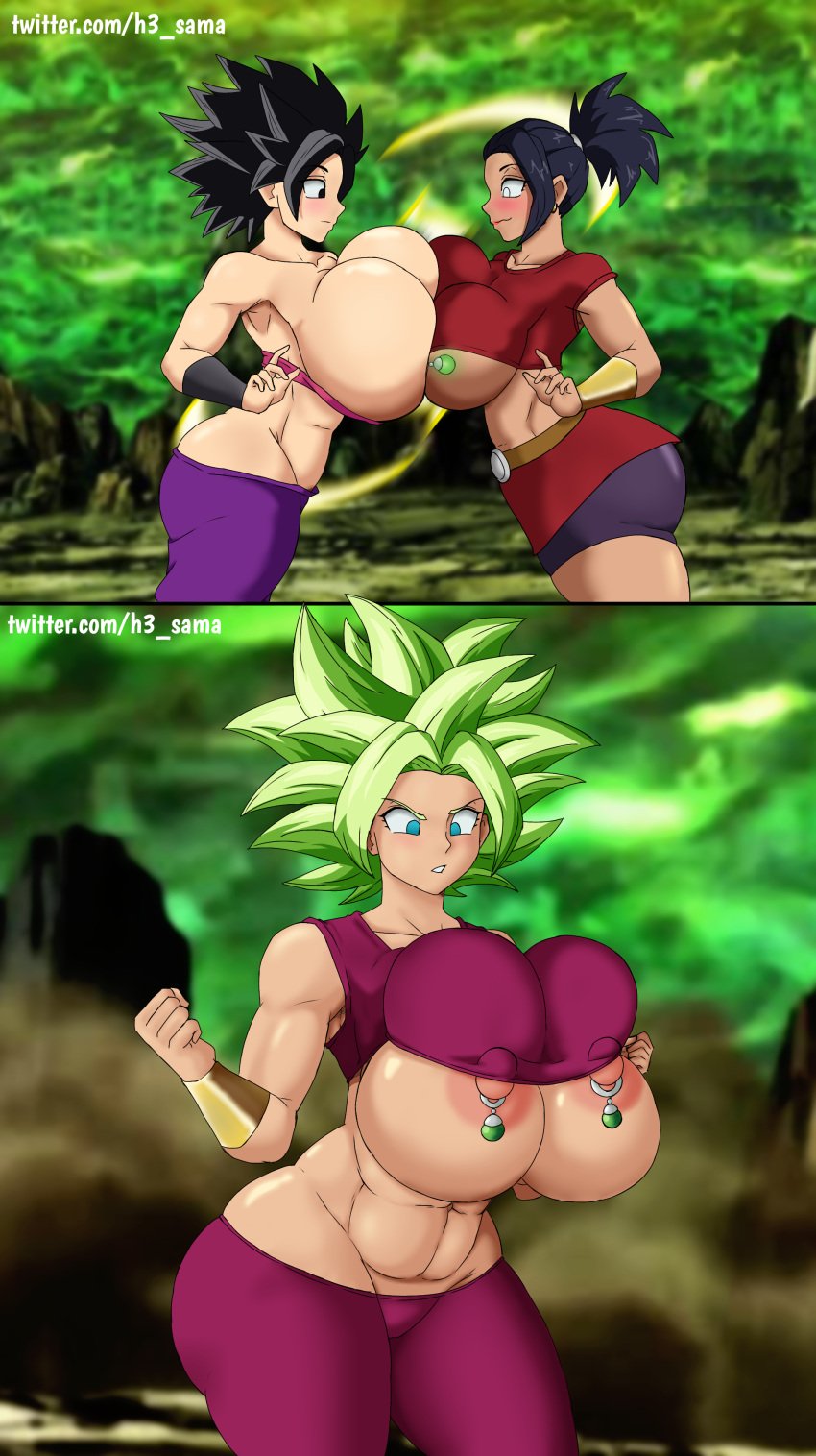 2023 2girls alternate_version_available areola areolae big_ass big_breasts big_butt big_nipples black_hair blue_eyes blush caulifla dragon_ball dragon_ball_super exposed_breasts female female_only fusion green_hair green_pubic_hair h3_sama hi_res high_resolution highres huge_breasts kale kefla large_ass large_breasts large_butt legendary_super_saiyan multiple_girls nipple_piercing nipples overflow overflowing_breasts pierced_nipples piercings potara_earrings potara_nipple_rings saiyan short_hair spiky_hair super_saiyan super_saiyan_2 thick_thighs tight_clothing tournament_of_power underboob