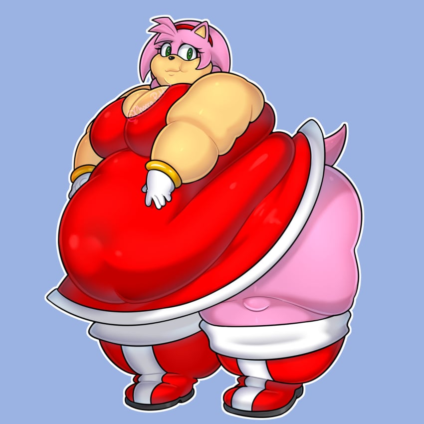 1girls amy_rose boots chocco_pudding chubby chubby_belly chubby_cheeks chubby_female clothed fat fat_arms fat_belly female female_only furry furry_only green_eyes hedgehog obese obese_female overweight overweight_female solo solo_female sonic_(series) sonic_the_hedgehog_(series) thick_thighs