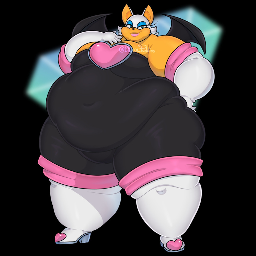 1girls bat bat_wings boots chocco_pudding chubby chubby_belly chubby_cheeks chubby_female clothed fat fat_arms fat_belly female female_only furry furry_only green_eyes high_heels obese obese_female overweight overweight_female rouge_the_bat solo solo_female sonic_(series) sonic_the_hedgehog_(series) thick_thighs wings