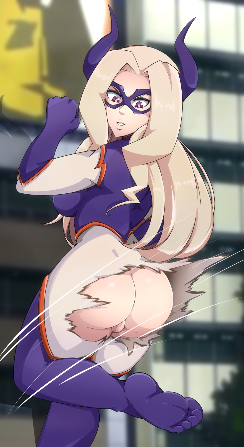 2023 ass blonde_hair breasts city city_background clothed_female feet female female_focus female_only giantess hero_outfit_(mha) lewdershooter long_hair looking_back masked masked_female mount_lady my_hero_academia purple_eyes purple_mask pussy ripped_clothing thick_thighs thighs wide_hips yuu_takeyama