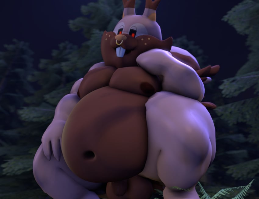 3d ass belly big_belly big_butt chubby fat greedent moobs mrrainbow nintendo nose_ring oc overweight pokemon pokemon_(species) source_filmmaker tagme