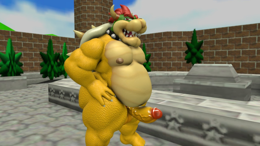 3d anthro anthro_only balls bowser chubby fat male_only mario_(series) moobs mrrainbow nintendo overweight penis source_filmmaker super_mario_64 tagme