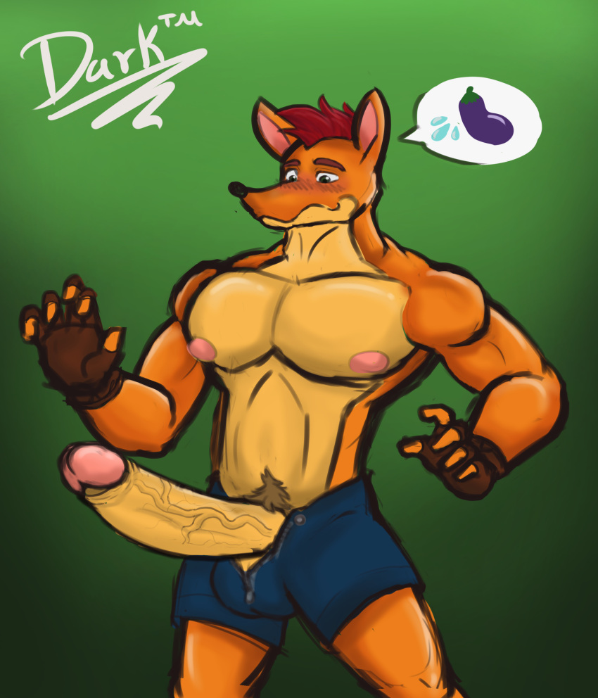 1boy abs absurd_res activision anthro anthro_only balls bandicoot big_pecs big_penis canid canine canis clothed clothing crash_(series) crash_bandicoot dark_wolf digital_drawing_(artwork) digital_media_(artwork) eggplant erection fur furry furry_male furry_only genitals hi_res huge_cock humanoid long_penis male male_focus male_only mammal marsupial muscular muscular_anthro muscular_male nude pecs penis pubes pubic_hair shorts simple_background solo vein veiny_penis video_games