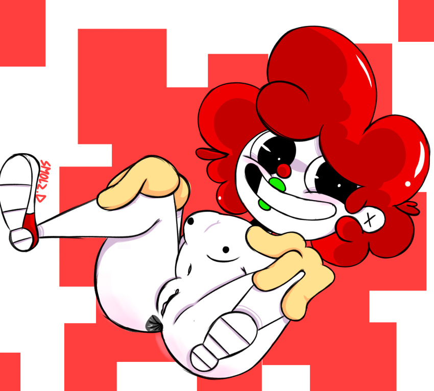 afro anus asshole cherrie clown clown_girl clown_makeup clown_nose clussy dark_anus laying_down laying_on_back looking_at_viewer nipples oc original_character pussy small_breasts smiling smiling_at_viewer smolzd spread_legs spreading spreading_legs white_skin