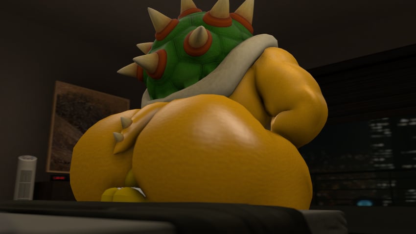 3d anthro anthro_only big_butt bowser chubby facesitting fat fat_ass koopa_troopa mario_(series) mrrainbow nintendo overweight source_filmmaker tagme