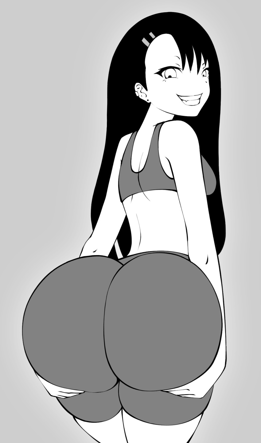 1girls big_ass big_butt bubble_ass female female_only hayase_nagatoro long_hair monochrome please_don't_bully_me,_nagatoro smug_face tiny_breasts zonen404