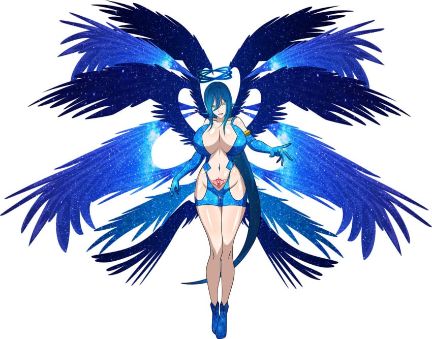 1girl 1girls big_ass big_breasts bikini blue_hair female_only high_school_dxd kalawarner light-skinned_female light_skin solo tattoo thick_ass thick_thighs wings yellow_eyes yxyyxy