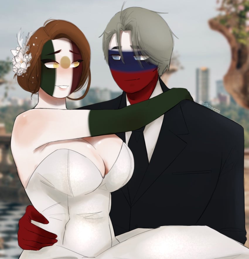 aesthetic countryhumans countryhumans_girl idkcocco mexico_(countryhumans) russia_(countryhumans) safe sfw wedding