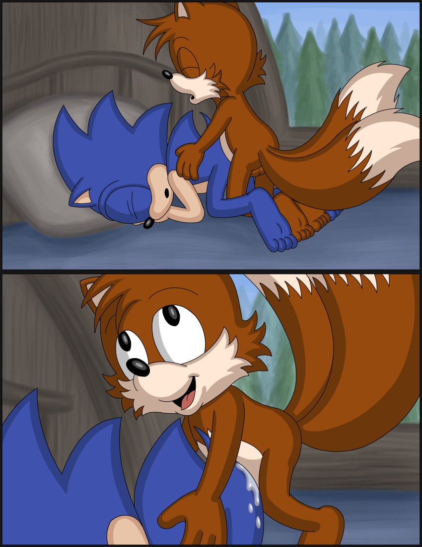 absurd_res anal anal_sex archie_comics bed bodily_fluids canid canine comic cum cum_in_ass cum_inside duo eulipotyphlan fox furniture genital_fluids hedgehog hi_res male male/male mammal omatic penetration sega sonic_(series) sonic_the_hedgehog sonic_the_hedgehog_(archie) sonic_the_hedgehog_(comics) sonic_the_hedgehog_(series) tails tails_the_fox whoreomatic yaoi young