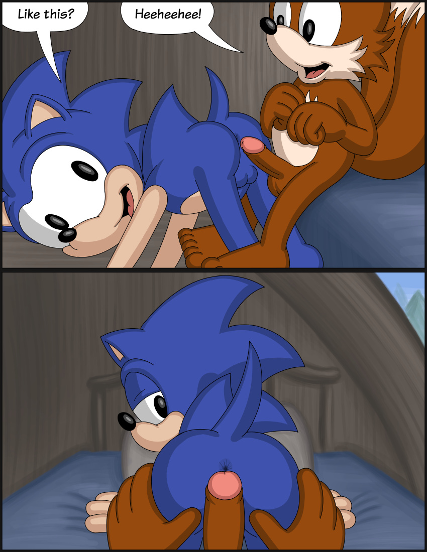 absurd_res anal anthro anus archie_comics ass bed canid canine comic duo eulipotyphlan fox furniture hedgehog hi_res male male/male mammal omatic sega sonic_(series) sonic_the_hedgehog sonic_the_hedgehog_(archie) sonic_the_hedgehog_(comics) sonic_the_hedgehog_(series) tails tails_the_fox whoreomatic yaoi young