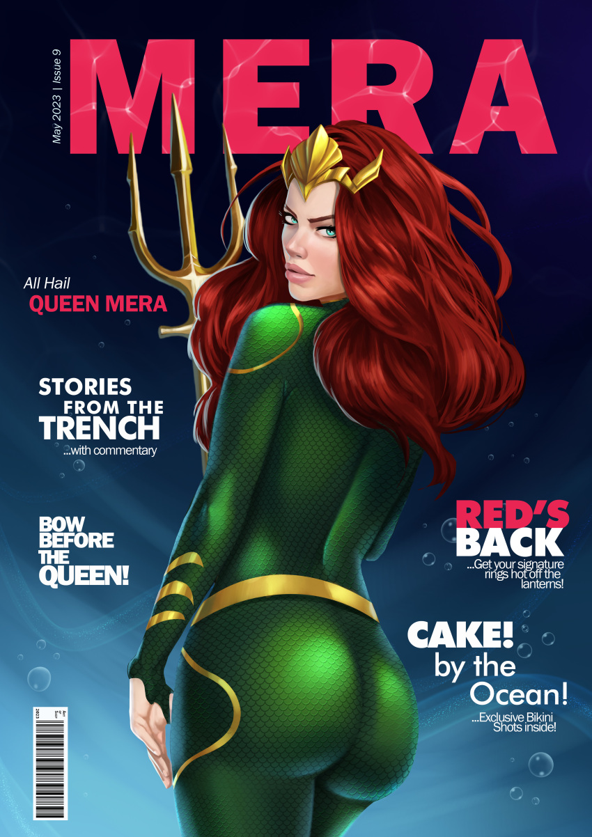 aquaman_(series) ass_focus big_ass clothed crown dc_comics female_focus female_only magazine_cover mera red_hair redhead