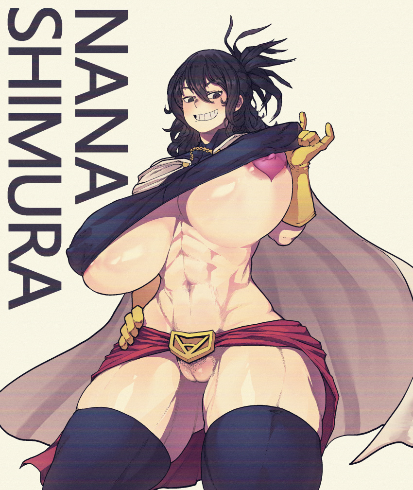 asian asian_female beauty_mark big_breasts black_hair brown_eyes female hi_res highres light-skinned_female light_skin long_hair mature mature_female milf mole mole_under_mouth mother muscular muscular_female my_hero_academia nana_shimura pussy six_pack thick_thighs thighhighs uncensored vagina zippio95