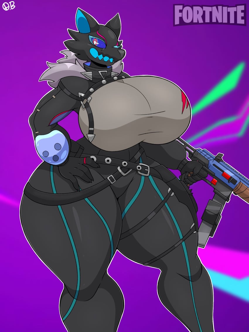 ass big_breasts breasts clothing epic_games female female_focus female_only fortnite gun highwire_(fortnite) omegabrawl pack_leader_highwire thick_thighs thighs