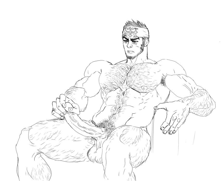 abs big_penis erection golden_kamuy hairy_chest hairy_legs hairy_male happy_trail male male_only masturbation mb_artblog monochrome muscular muscular_male pecs pubes self_fondle sketch solo solo_male stiffy tagme tanigaki_genjirou veiny_penis white_background