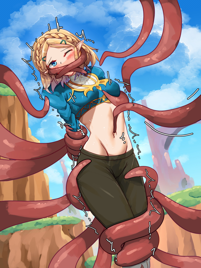 1girls bakasplilzy blonde_hair blue_eyes blush bondage boots bound breast_grab breasts gag gagged groping_breast hi_res molestation more_at_source nintendo one_eye_closed pants pointy_ears princess_zelda restrained restrained_by_tentacles short_hair solo struggling sweat tears_of_the_kingdom tentacle tentacle_around_breast tentacle_gag tentacle_rape tentacles_around_arms tentacles_around_legs the_legend_of_zelda tickling tight_pants zelda_(tears_of_the_kingdom)