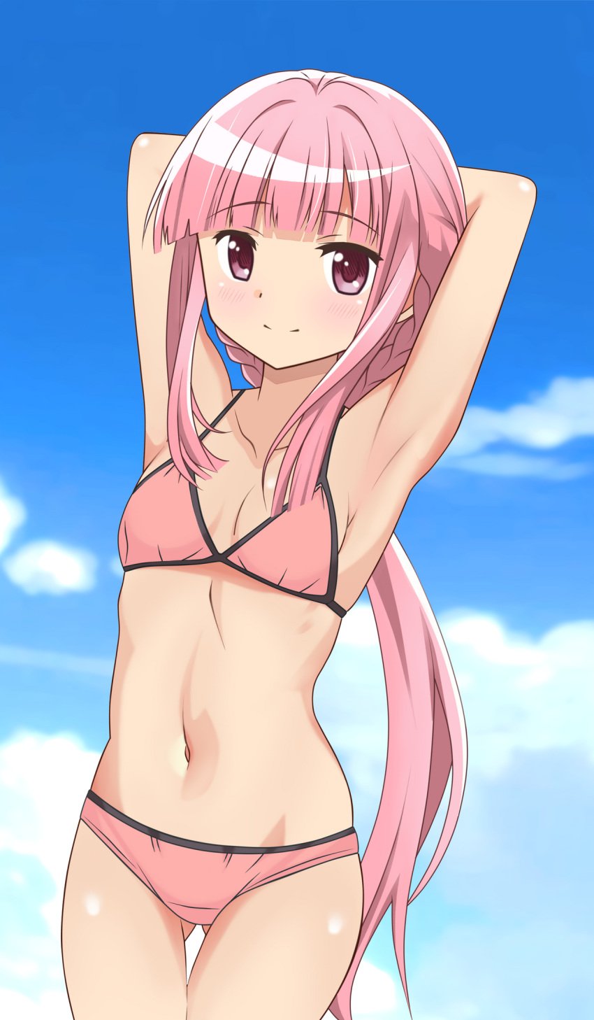 1girls absurd_res absurdres armpits arms_behind_head bikini breasts curvaceous curvy curvy_body curvy_female curvy_figure cute female female_only high_resolution highres human human_only legs long_hair looking_at_viewer low_ponytail magia_record:_mahou_shoujo_madoka_magica_gaiden magical_girl mahou_shoujo_madoka_magica navel pink_eyes pink_hair pose posing puella_magi_madoka_magica sensual sexy_armpits small_breasts smile solo solo_female solo_focus swimsuit tamaki_iroha thighs white_skin young