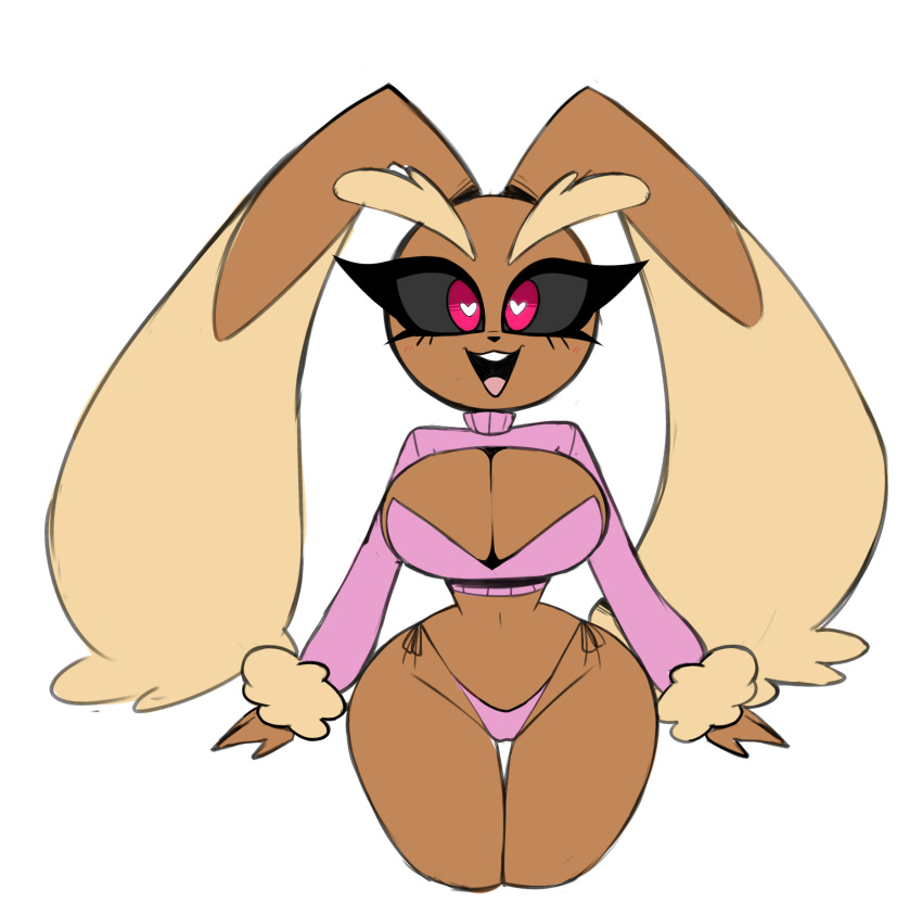 anthro boob_window bunny_ears furry lagomorph lopunny nelljoestar pink_panties pokémon_(species) pokemon pokemon_(species)