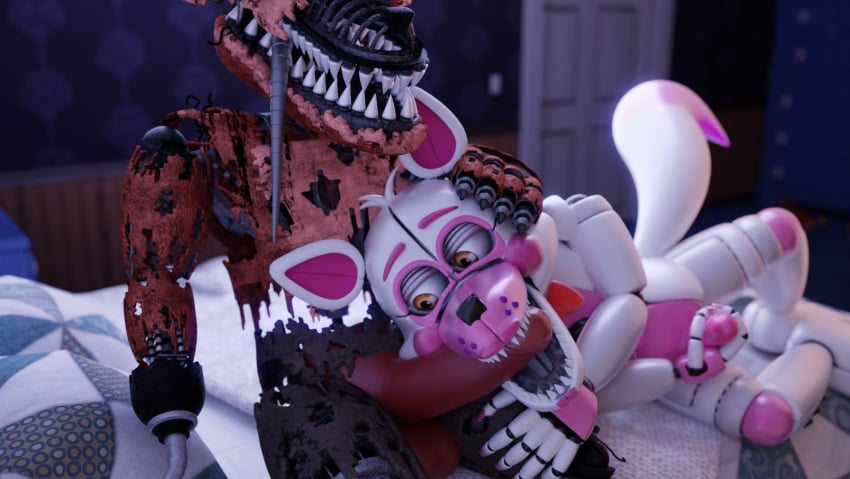 animatronic bed bedroom canid canine claws duo fellatio five_nights_at_freddy's five_nights_at_freddy's:_sister_location five_nights_at_freddy's_4 fox foxofnightmares foxy_(fnaf) funtime_foxy funtime_foxy_(fnaf) funtime_foxy_(fnafsl) furniture gay hi_res hook_hand humanoid machine male male/male male_only mammal masturbation nightmare_foxy on_bed oral penile pink_body pirate red_body robot scottgames sex sharp_claws sharp_teeth sister_location sucking teeth tongue tongue_out white_body yellow_eyes