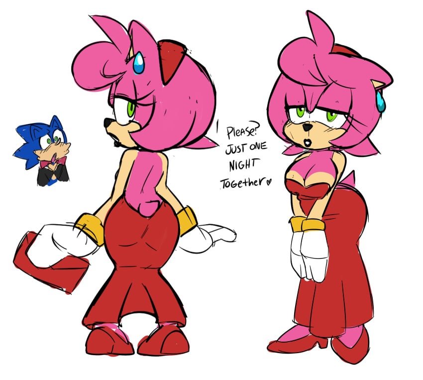 1girls amy_rose anthro dress earrings evening_gown furry monamania sega sonic_(series) sonic_the_hedgehog sweetdandy