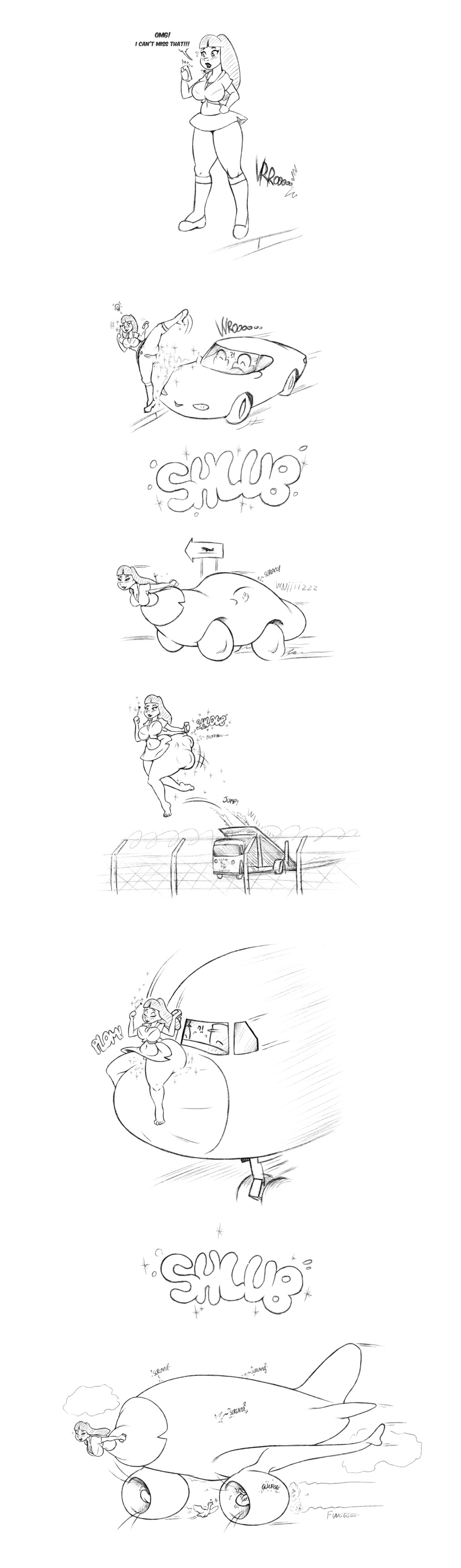 absorption absorption_vore black_and_white car female frakass huge_ass plane shapeshifting tagme tagme_(artist) vehicle