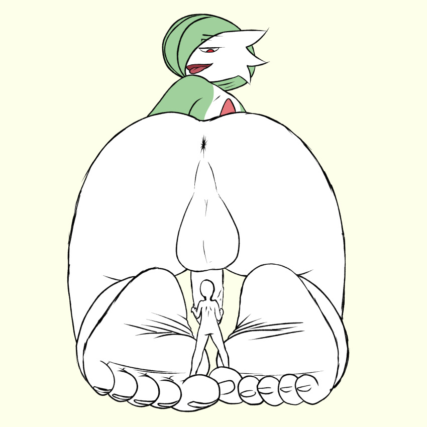 1boy ambiguous_gender assisted_masturbation balls ballsack barefoot big_balls big_penis comission from_behind gardevoir generation_3_pokemon giant giant_male green_hair human_feet looking_at_partner macro macro_male male_dominating_ambiguous male_domination male_gardevoir maledom micro ninanina penis pokémon_(species) pokemon pokemon_(species) red_eyes smug smug_grin stroking_cock stroking_penis tiny_person uncensored